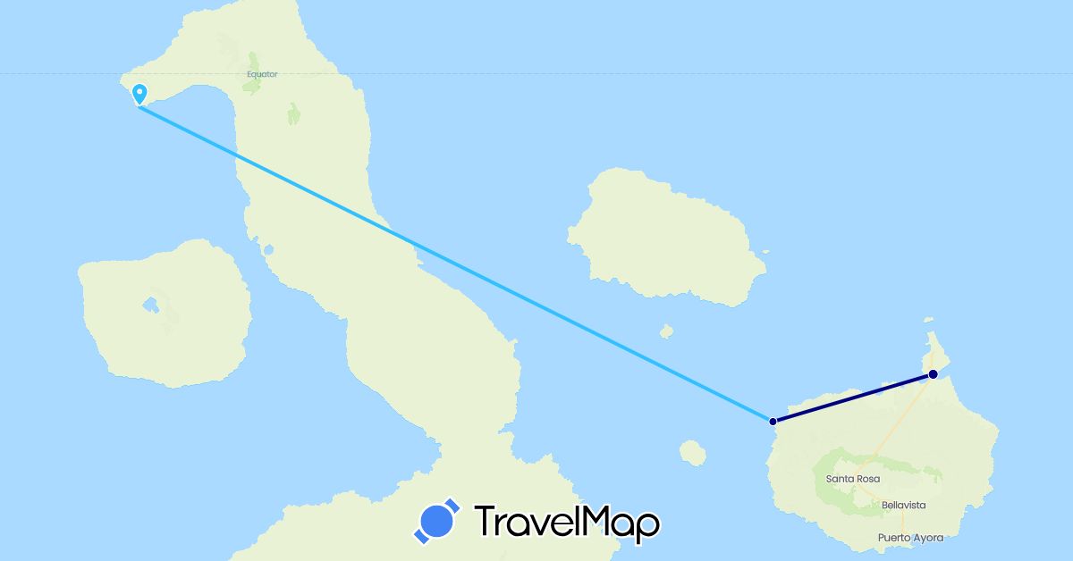 TravelMap itinerary: driving, boat in Ecuador (South America)